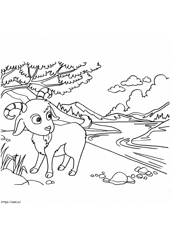 Goat With Beautiful Scenery coloring page
