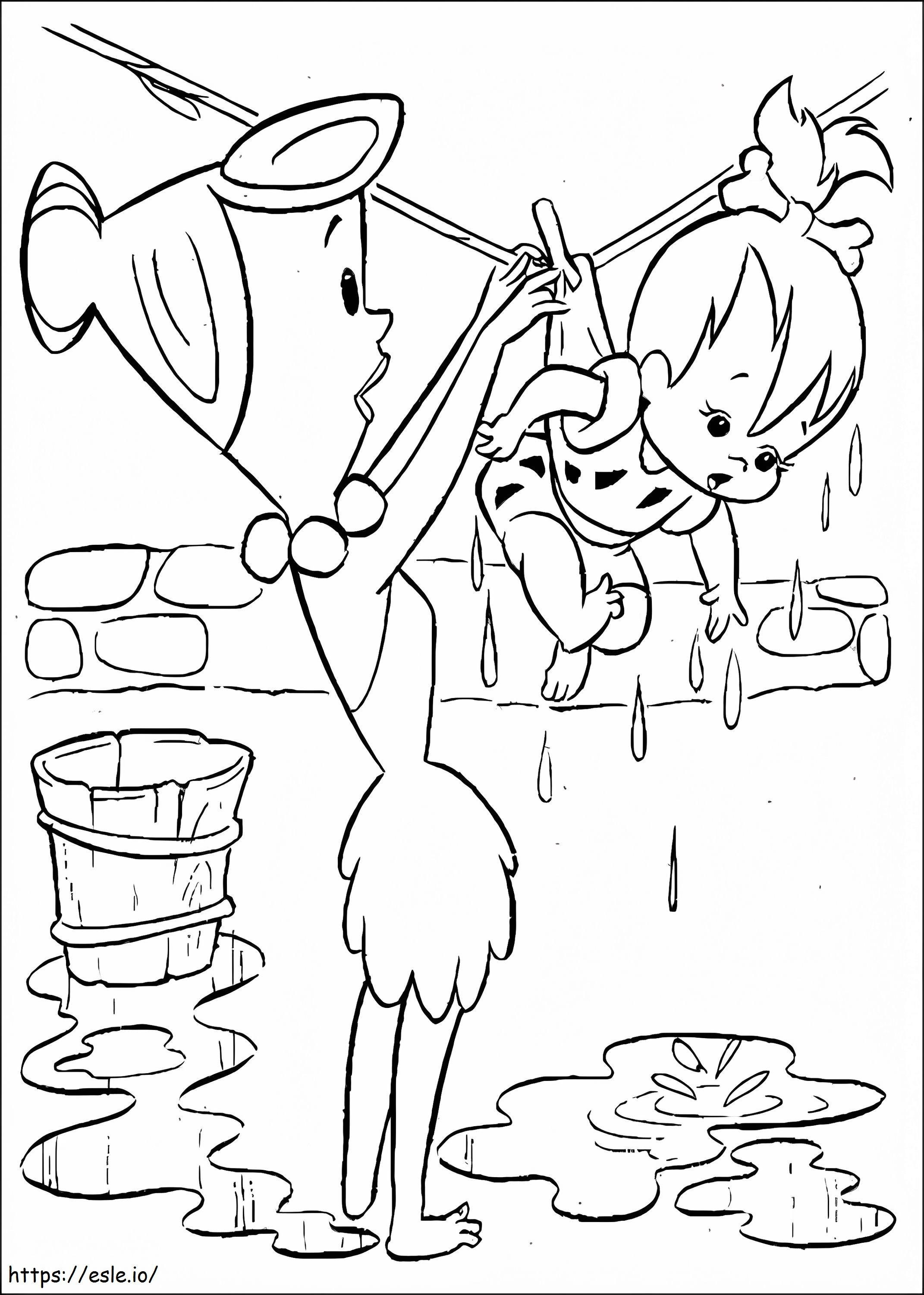 Wilma And Pebbles Flintstone coloring page