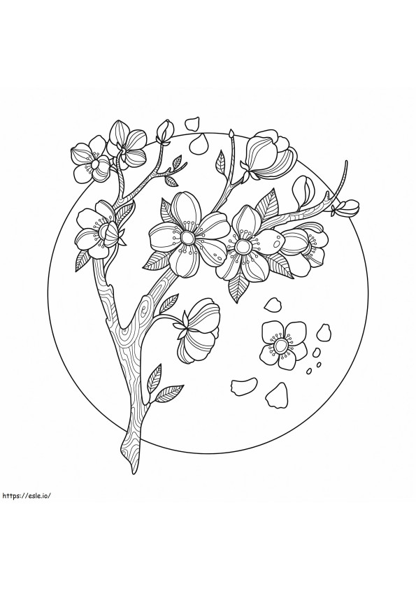 Coloriage Fleur de cerisier en cercle à imprimer dessin
