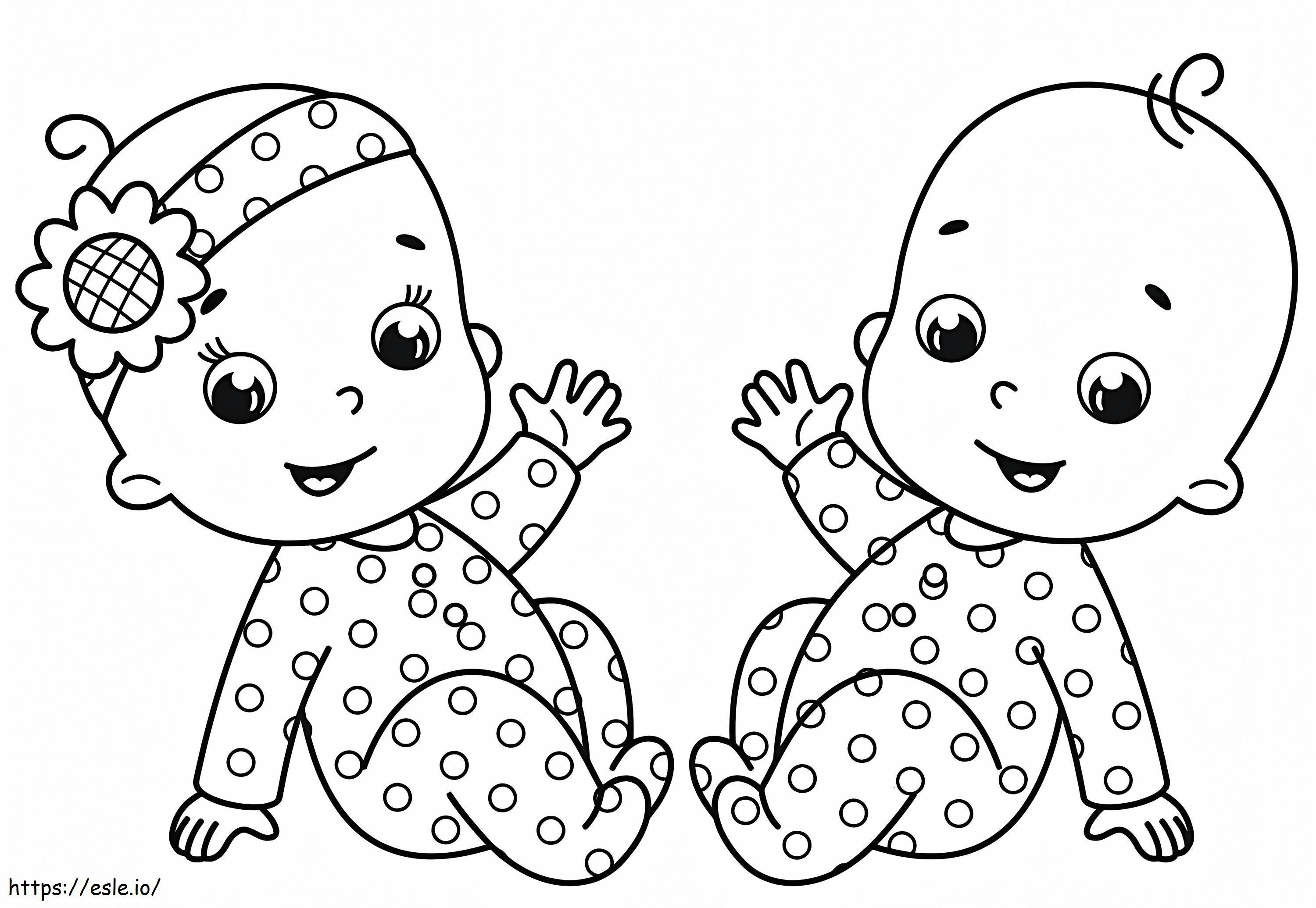 Coloriage Deux bébés à imprimer dessin