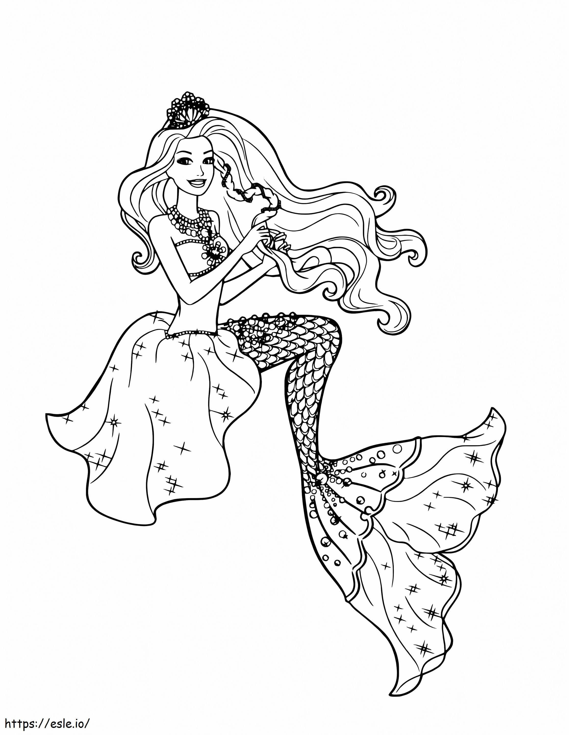 Coloriage Barbie Sirène Mignonne à imprimer dessin