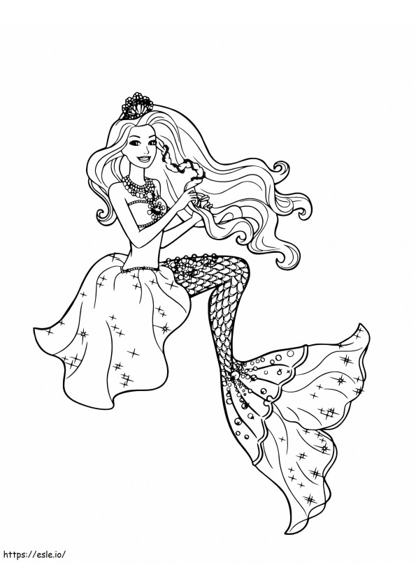Coloriage Barbie Sirène Mignonne à imprimer dessin