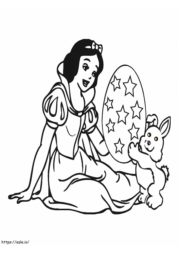 白雪姫とイースターバニー ぬりえ - 塗り絵