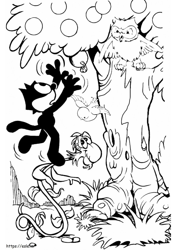 Felix The Cat And Owl coloring page