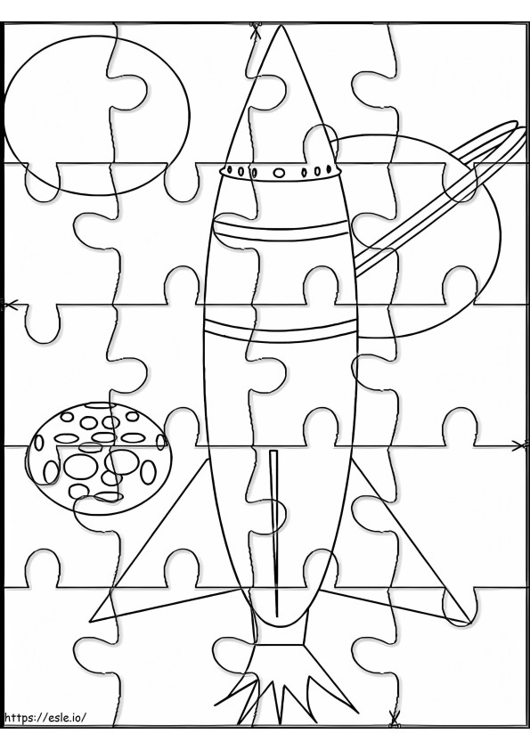 Rocket Ship Jigsaw Puzzle coloring page