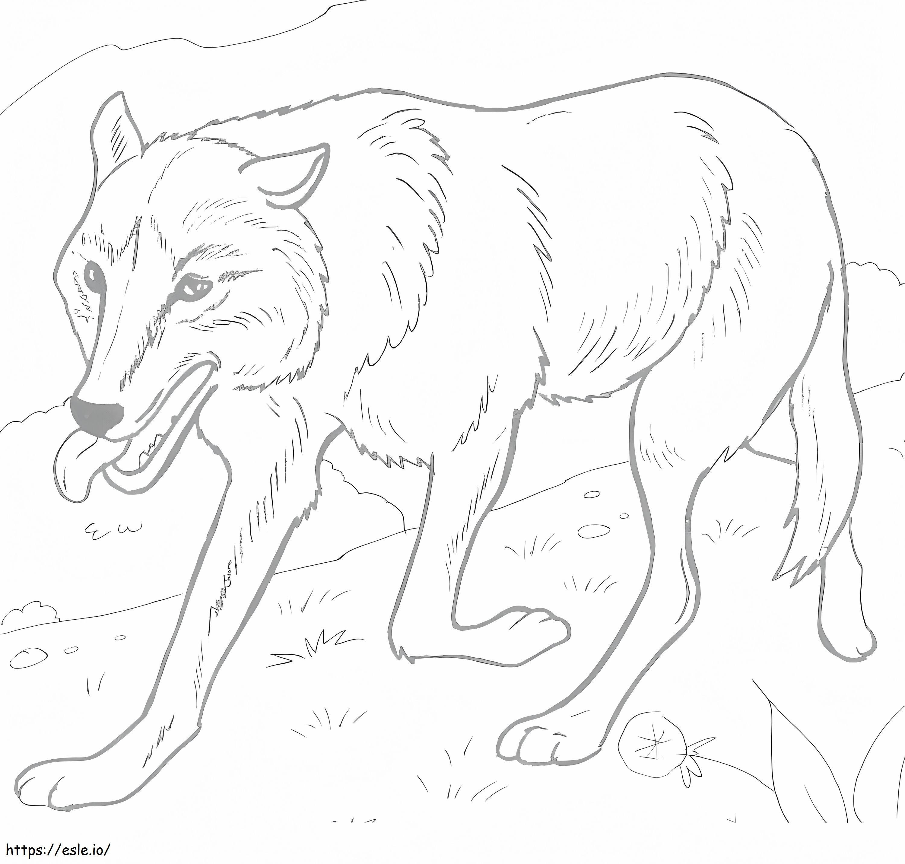 森のオオカミ ぬりえ - 塗り絵