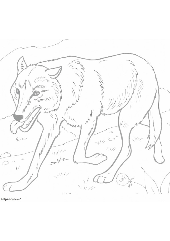 森のオオカミ ぬりえ - 塗り絵
