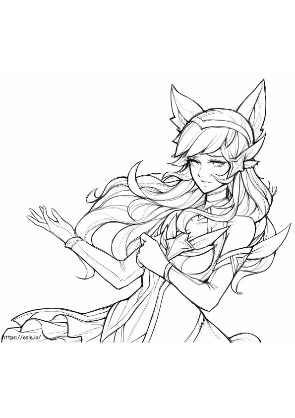 Beautiful Ahri A4 coloring page