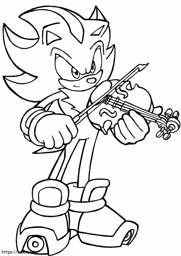 Sonic Playing Violin A4 coloring page