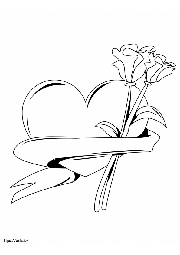 Coloriage Coeurs avec des fleurs à imprimer dessin