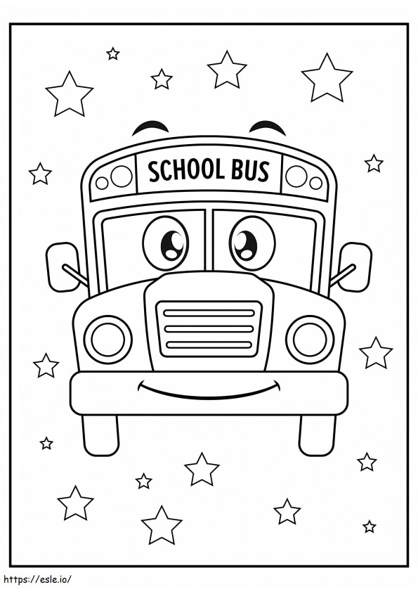 Autobús escolar sonriente con estrella para colorear
