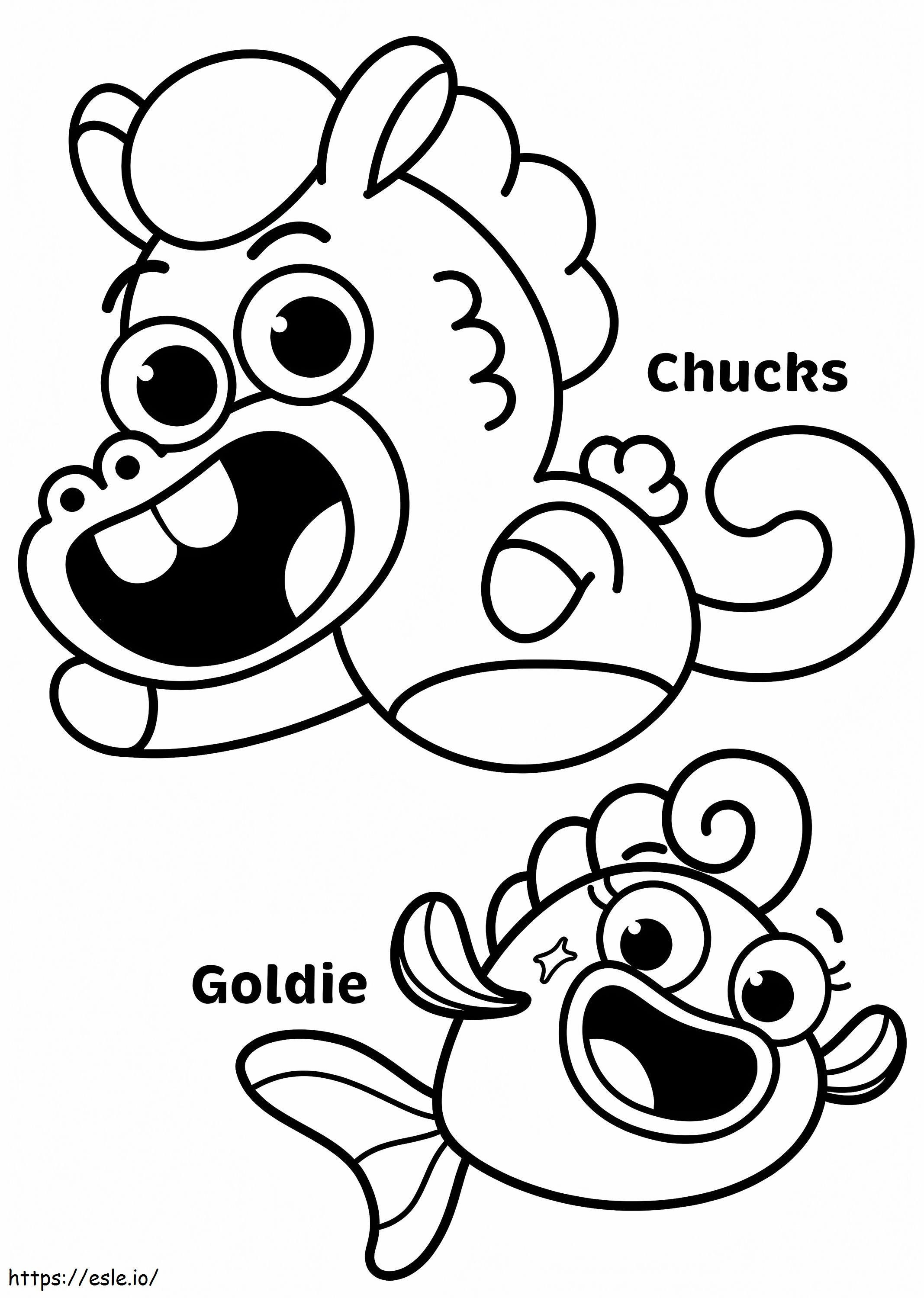Chunks e Goldie de Baby Shark para colorir