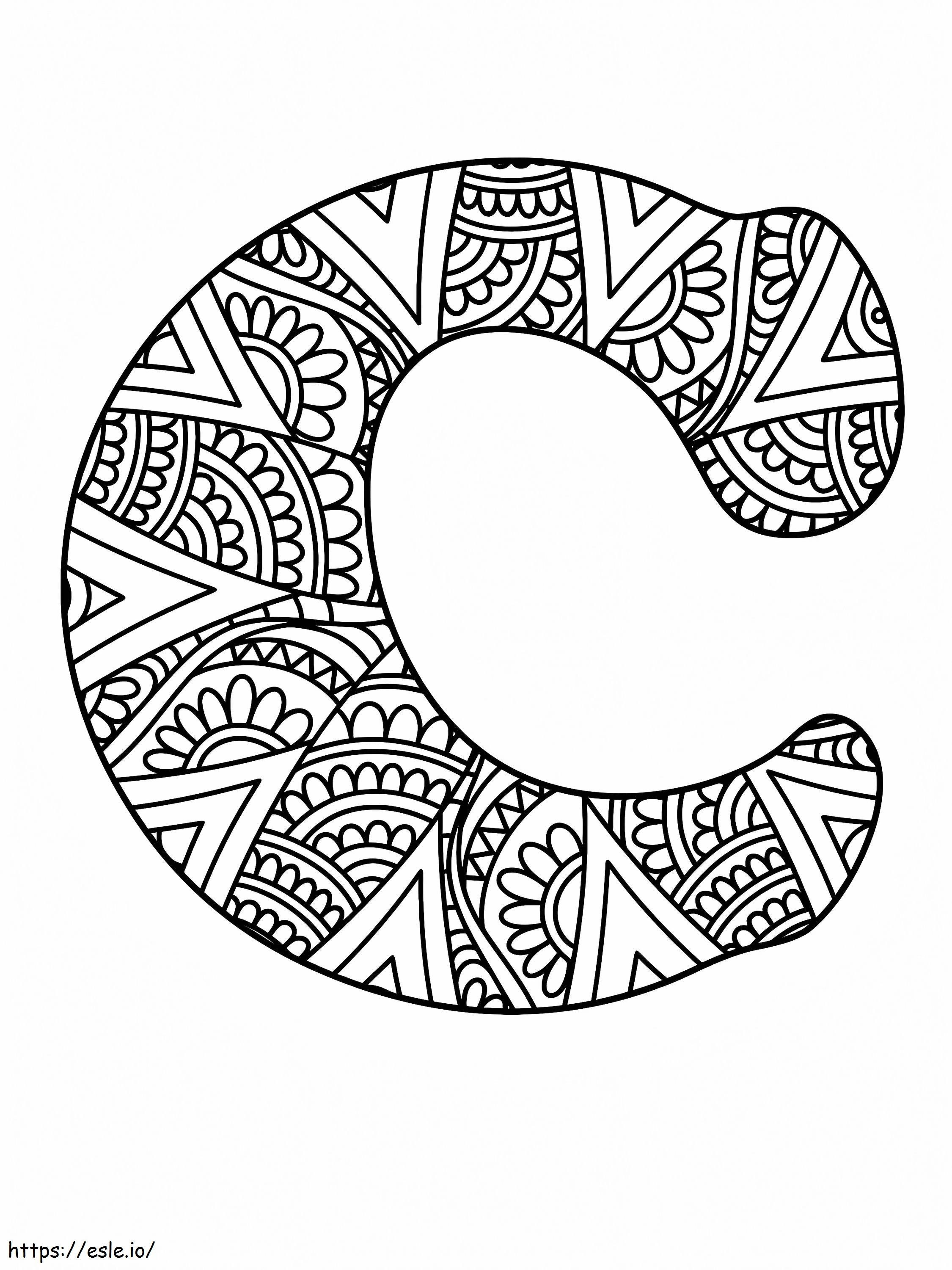 Letra C Mandala Alfabeto para colorir