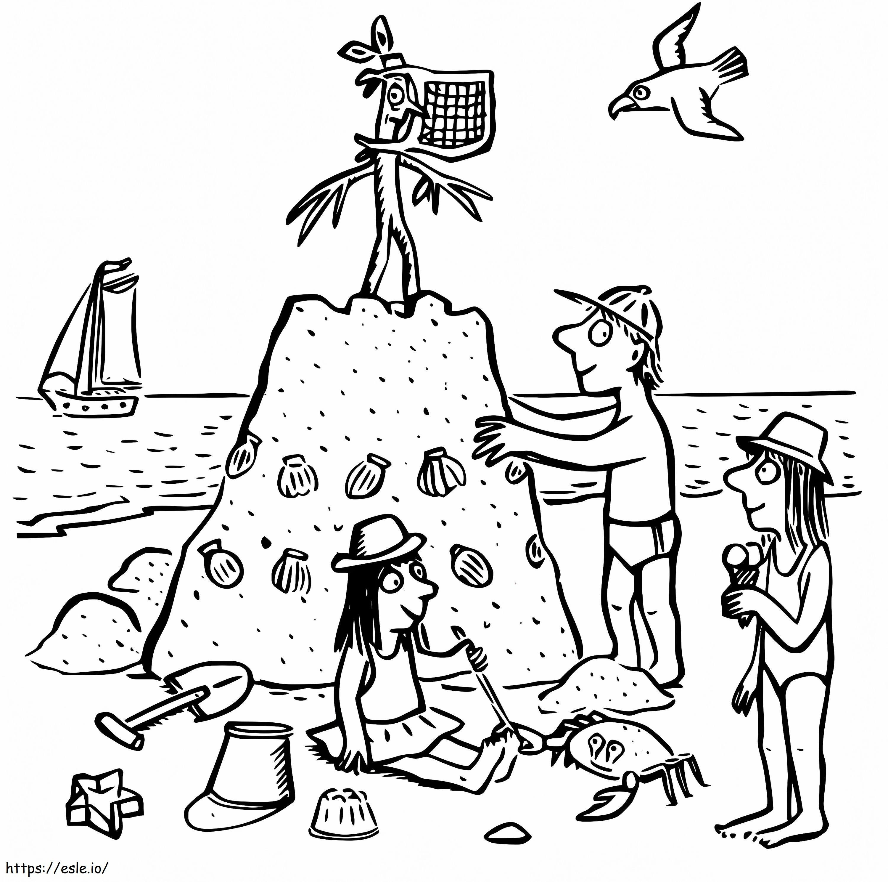 Stick Man On The Beach coloring page