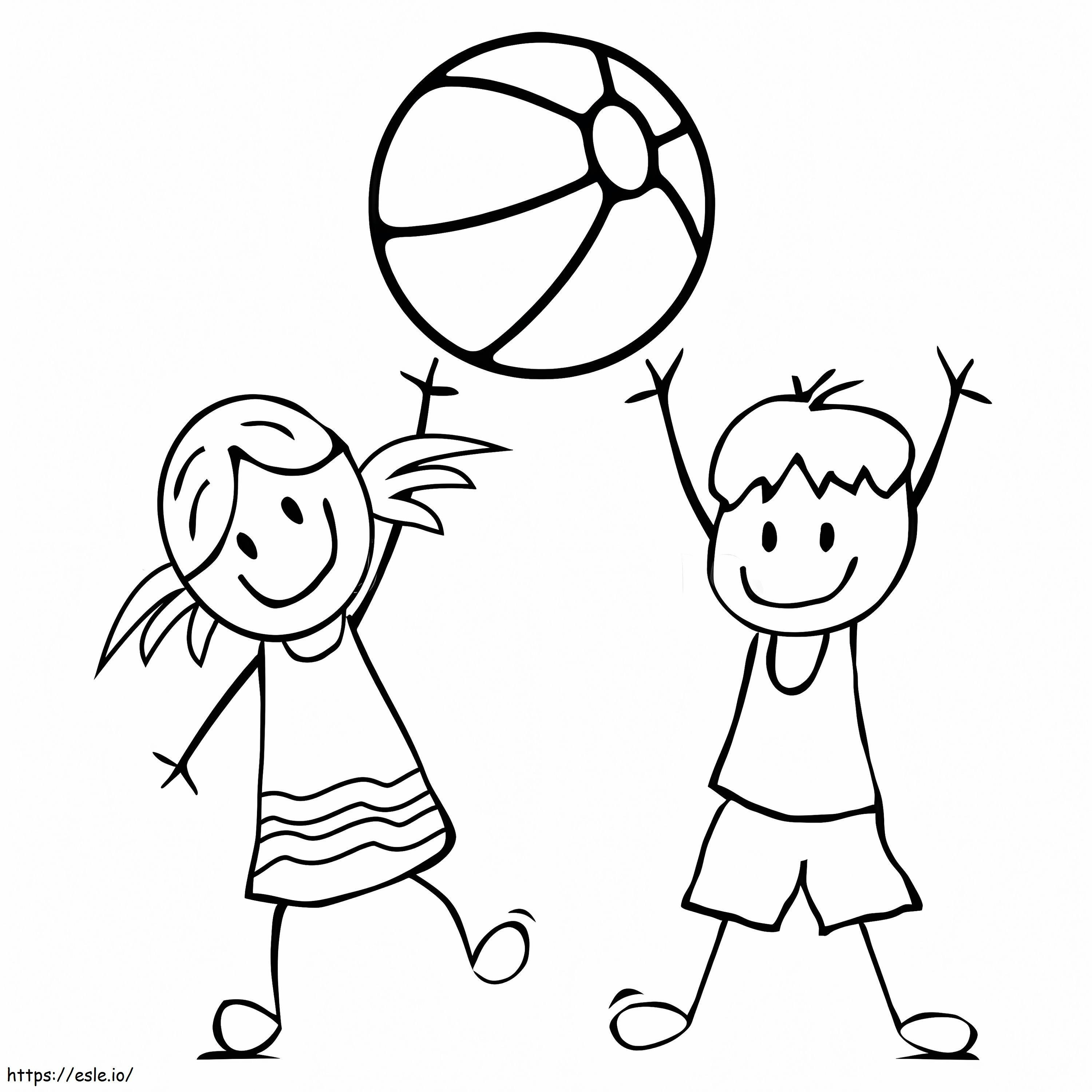 Kids And Beach Ball coloring page