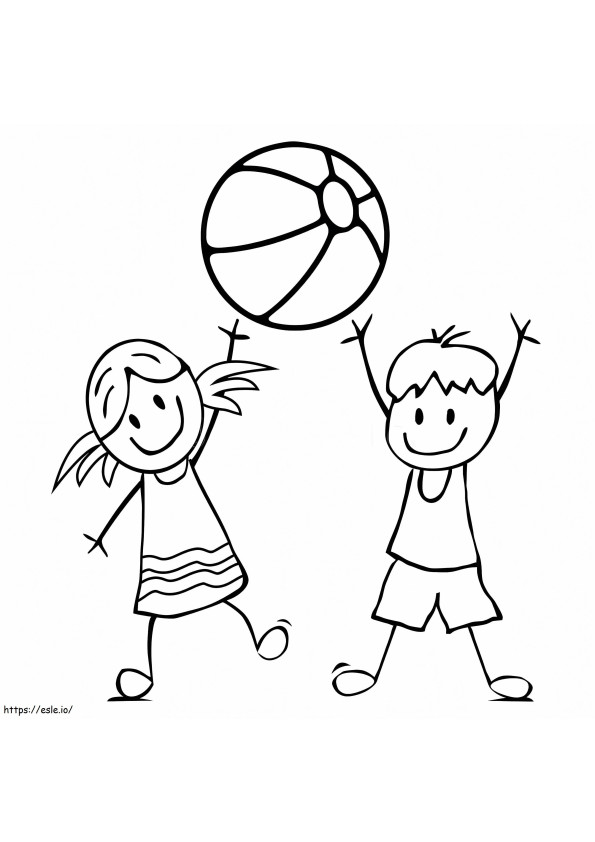 Kids And Beach Ball coloring page