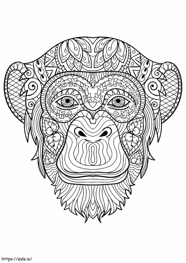 Apinan pään mandala värityskuva