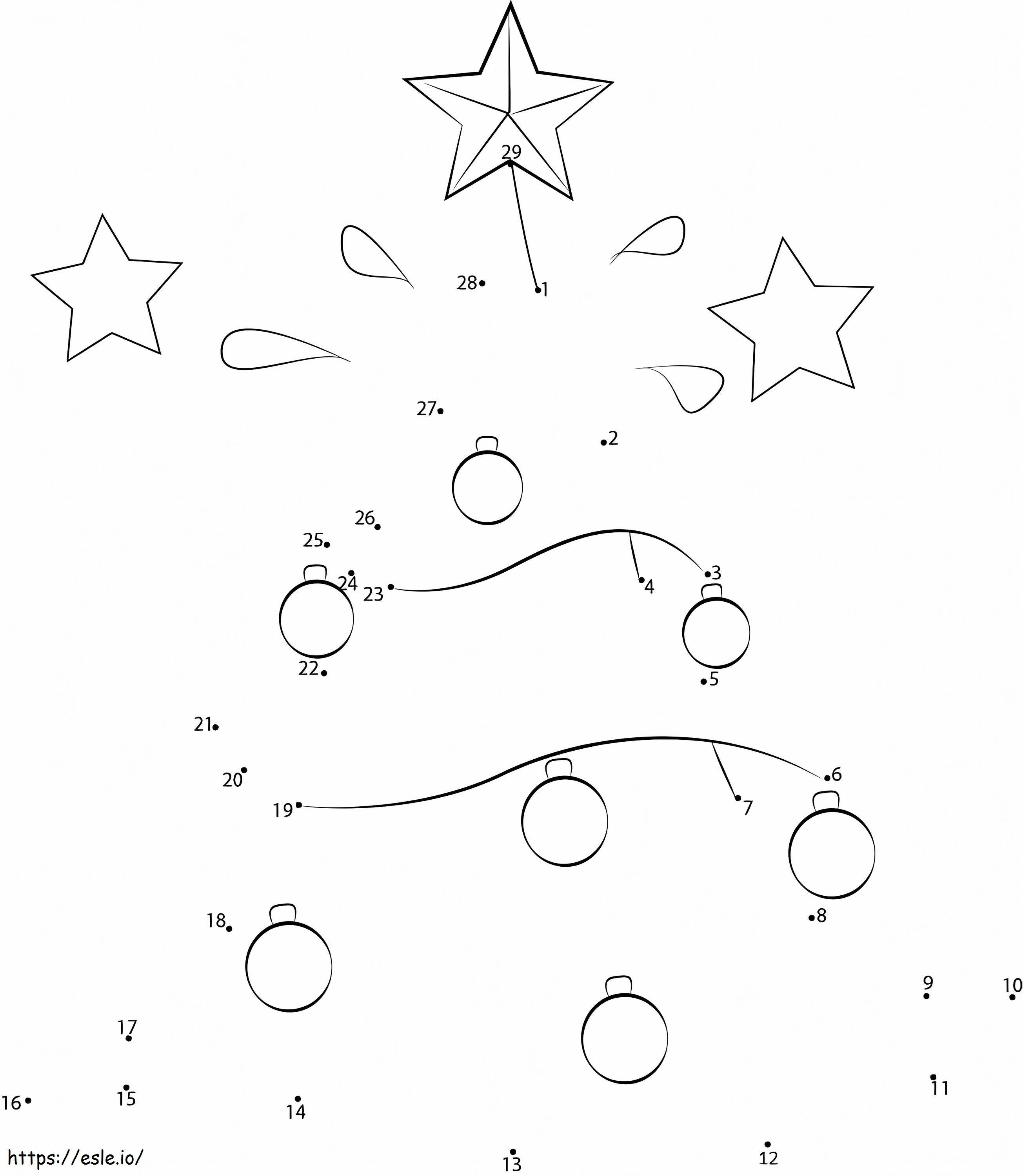 Pomul de Crăciun Punct cu puncte gratuit de colorat