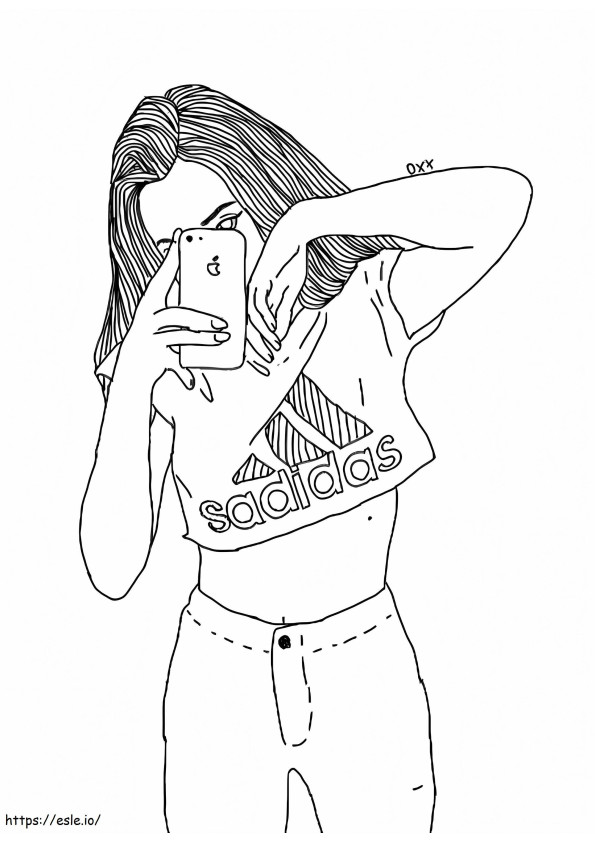 Cool Girl Selfies coloring page