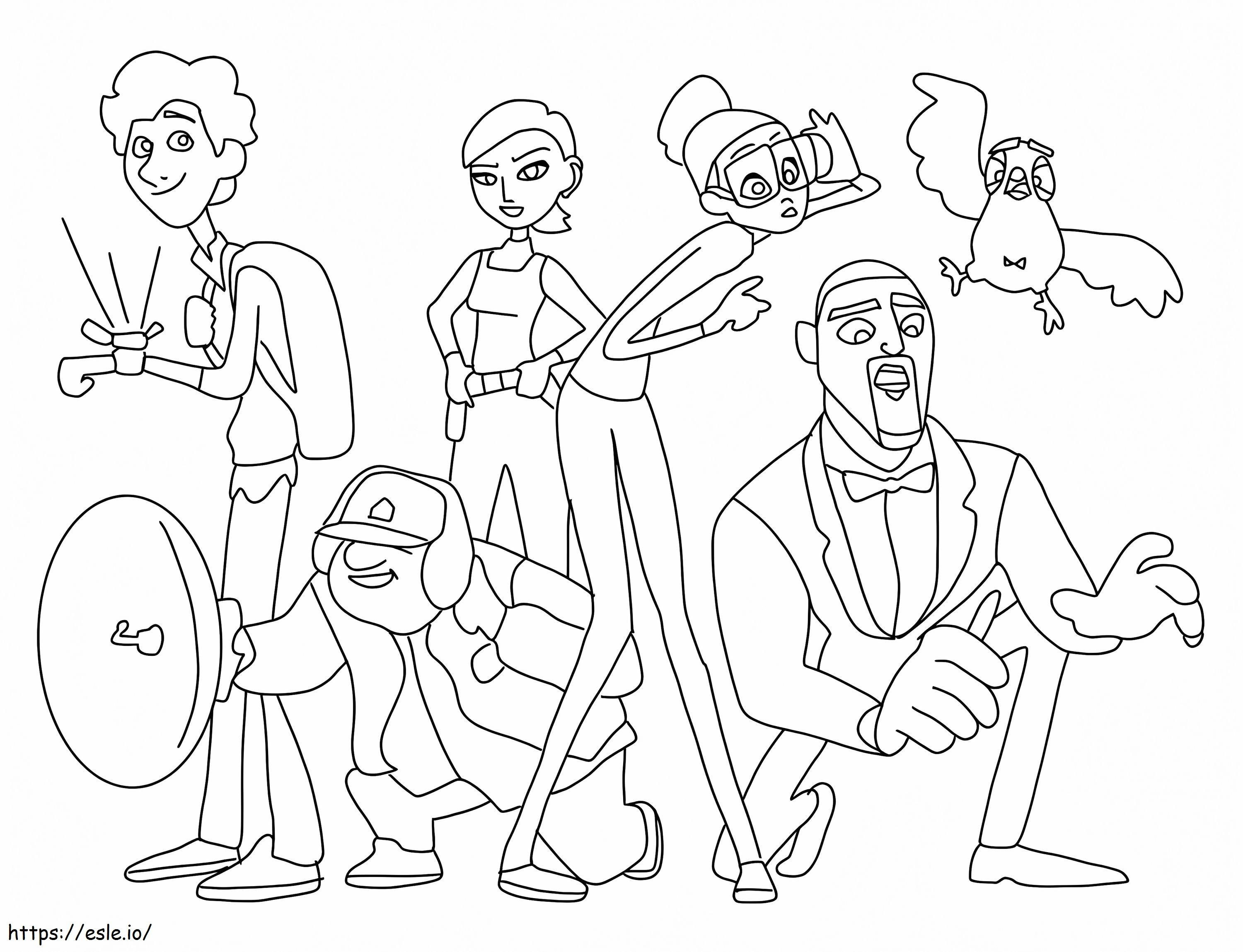 Characters From Spies In Disguise coloring page