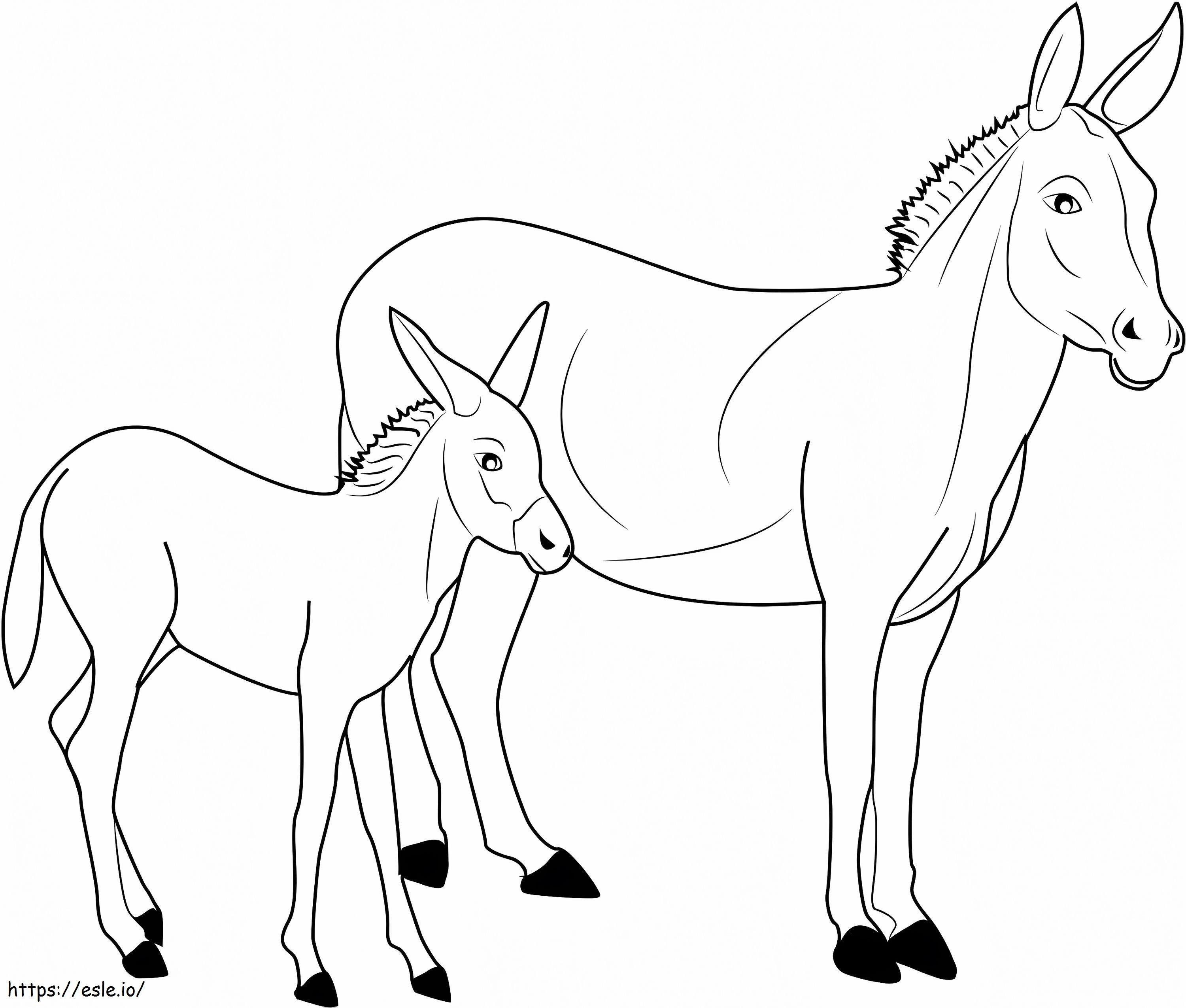 Father Donkey And Baby Donkey coloring page