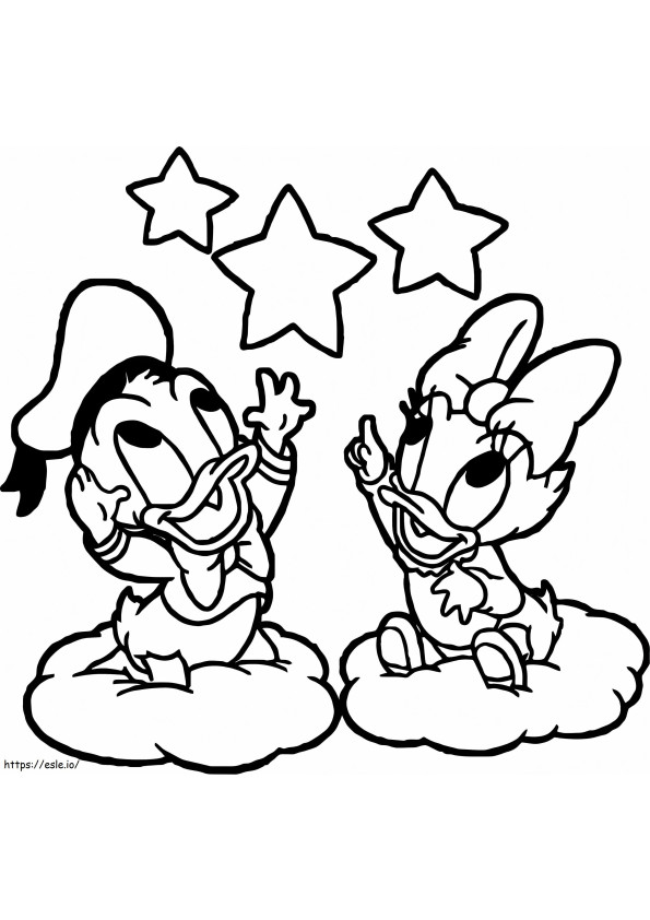 Coloriage Daisy Duck et Donald Duck avec Estrella à imprimer dessin