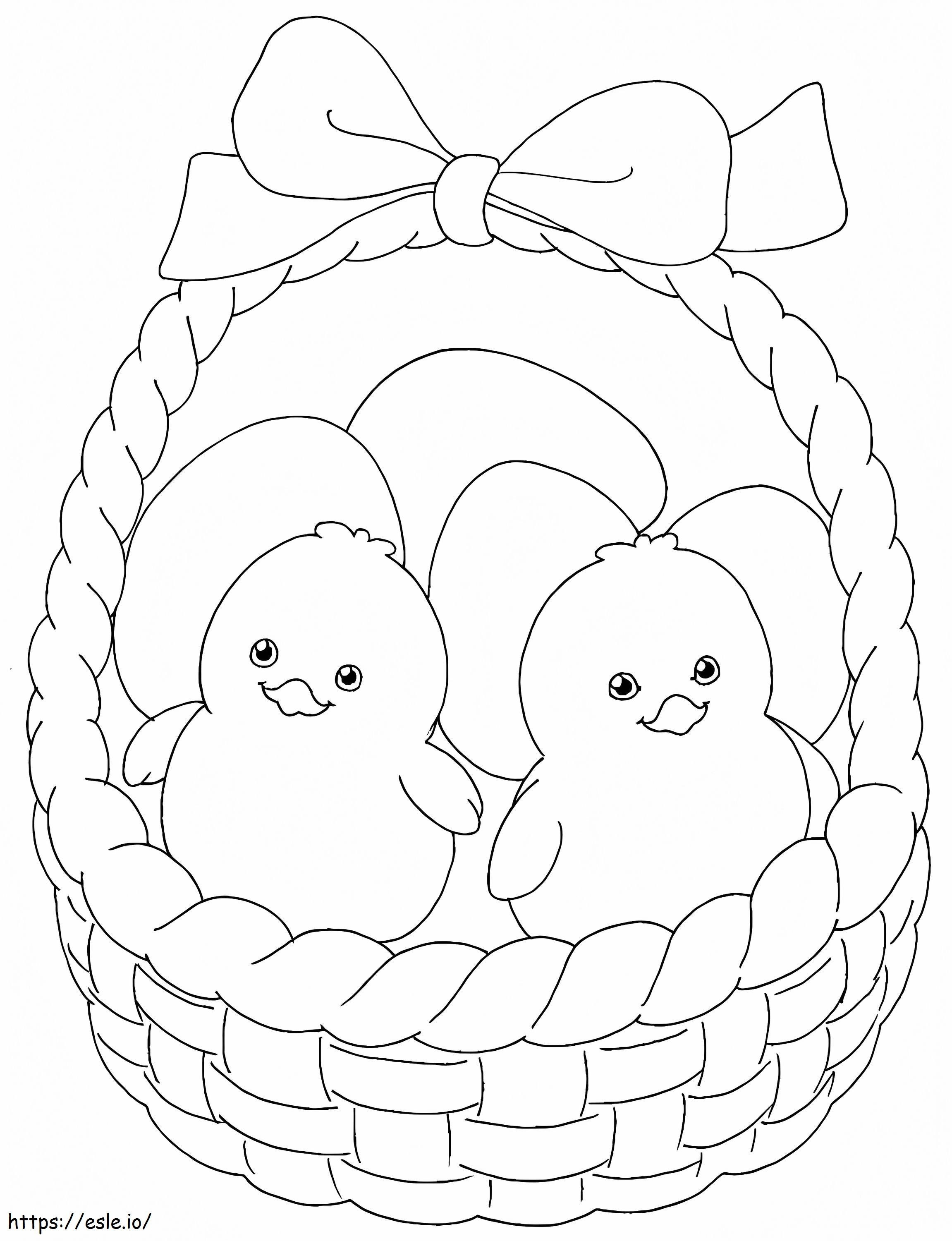 Chicks In Easter Basket coloring page