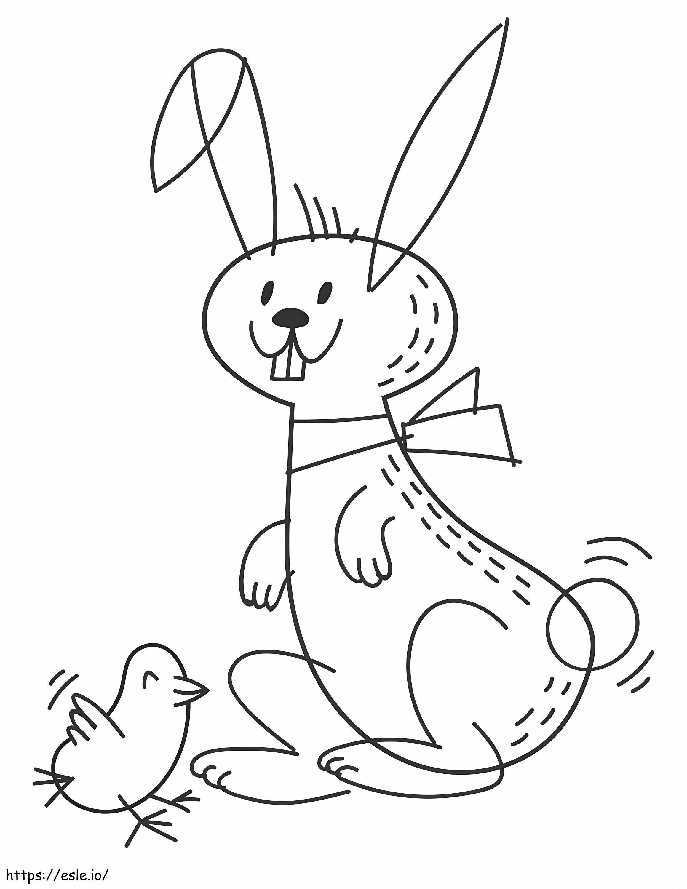 Disegno Coniglietto Di Pasqua E Pulcino da colorare