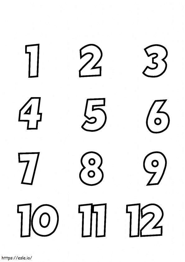 Eenvoudig nummer van 1 tot 10 kleurplaat