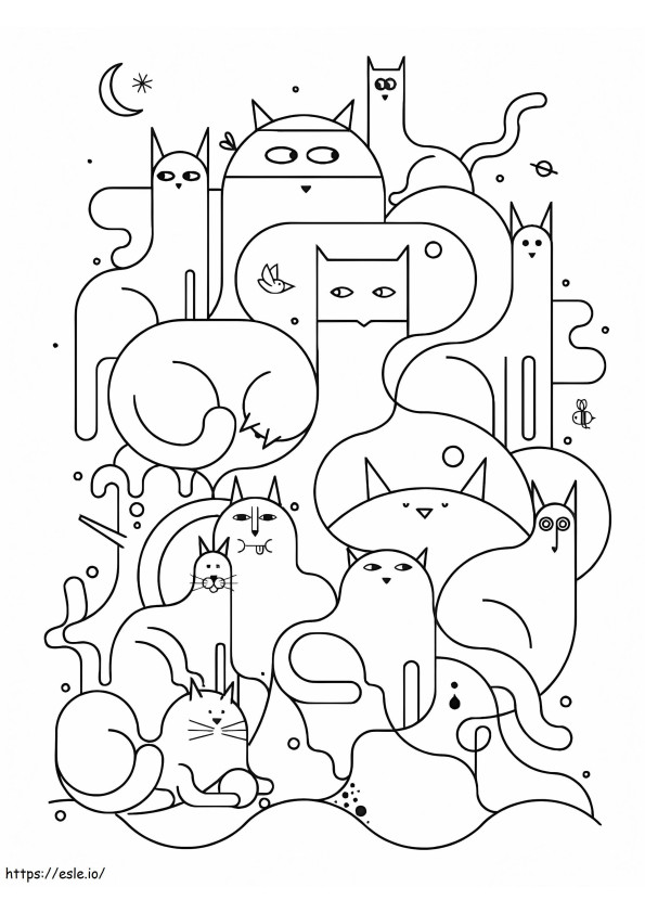 Cats Aesthetics coloring page