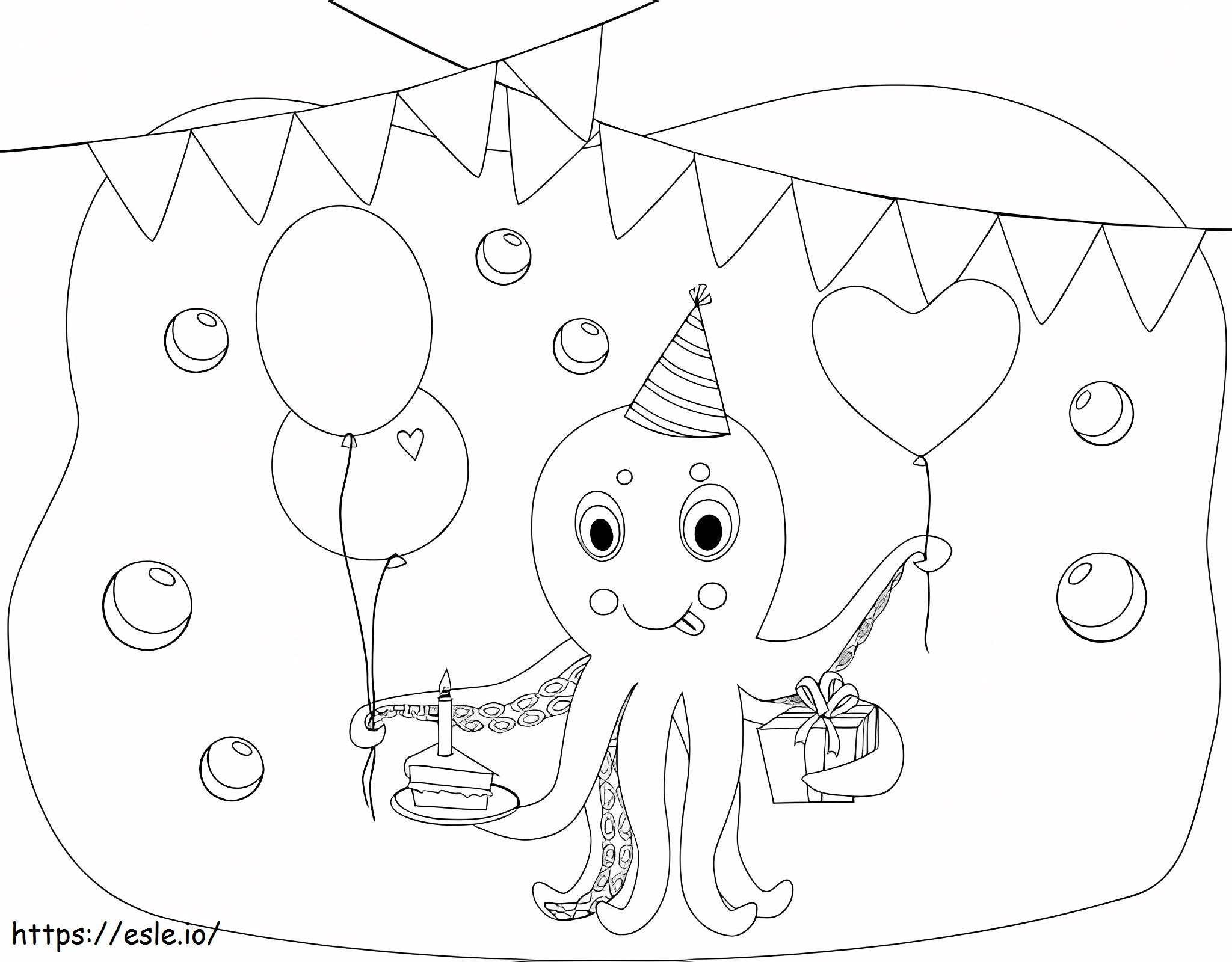 Octopus Birthday coloring page