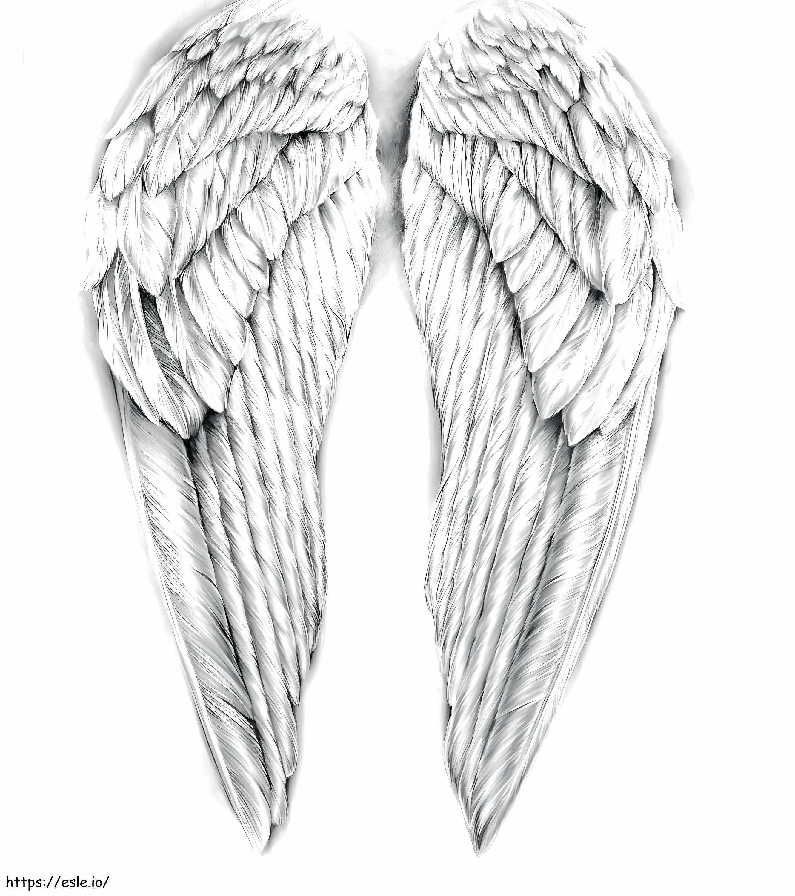 リアルな天使の羽 ぬりえ - 塗り絵