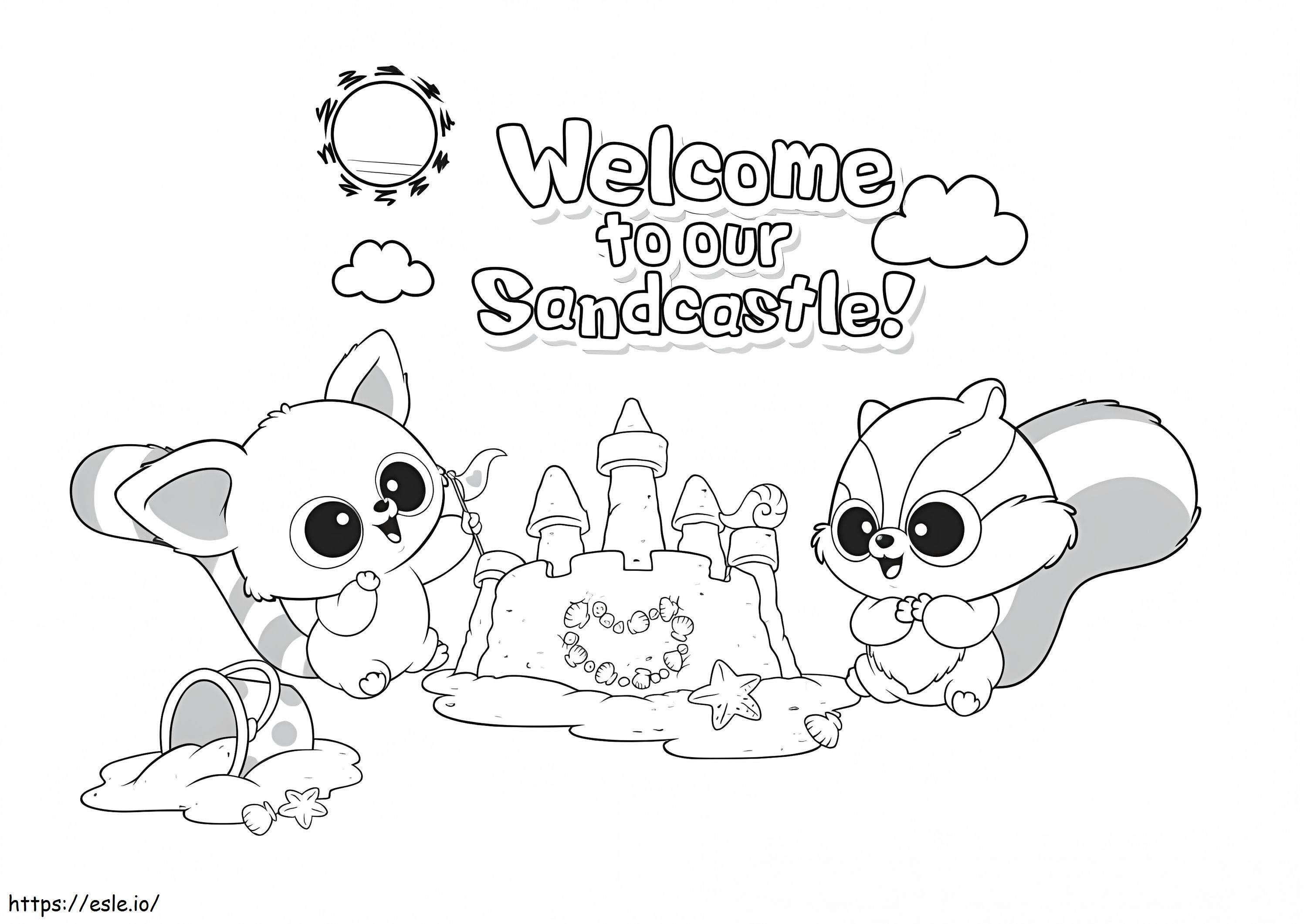 Coloriage YooHoo et ses amis et château de sable à imprimer dessin