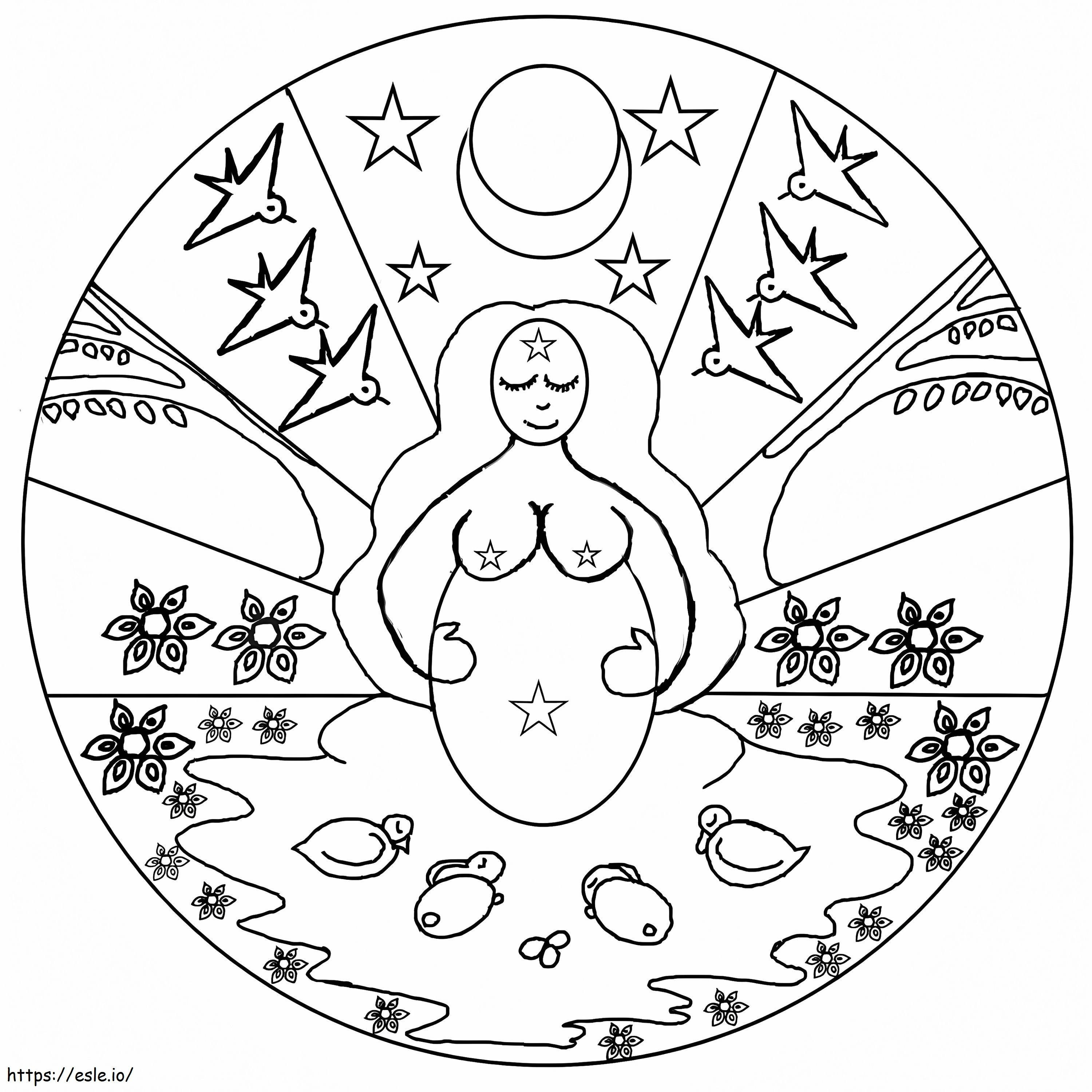 Mandala della primavera della dea madre da colorare
