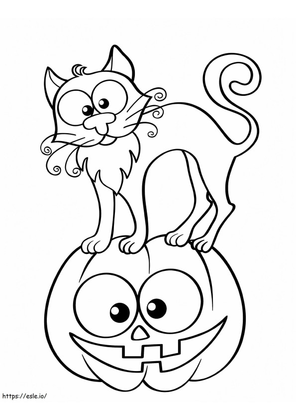 Kabak üzerinde duran karikatür kedi boyama