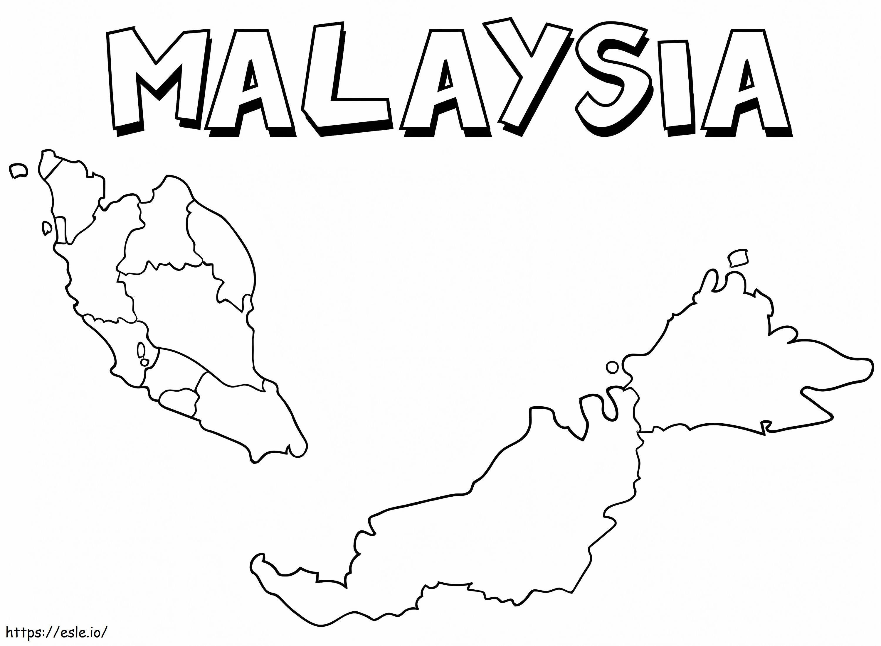 マレーシアの地図 1 ぬりえ - 塗り絵