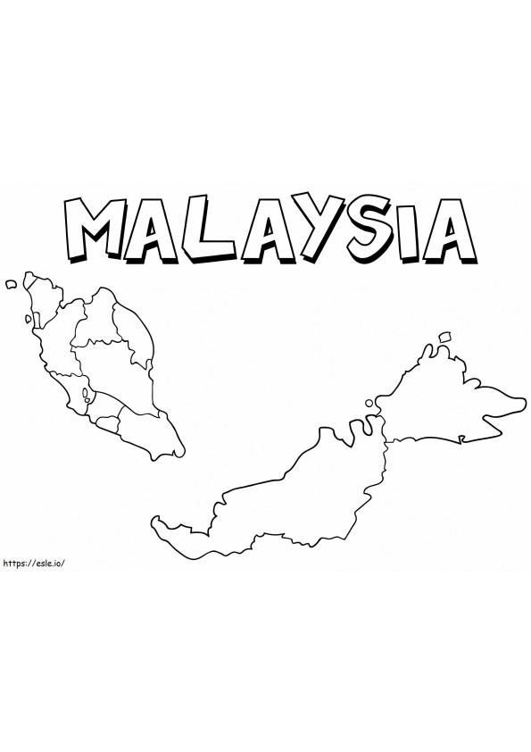 Malásia Mapa 1 para colorir