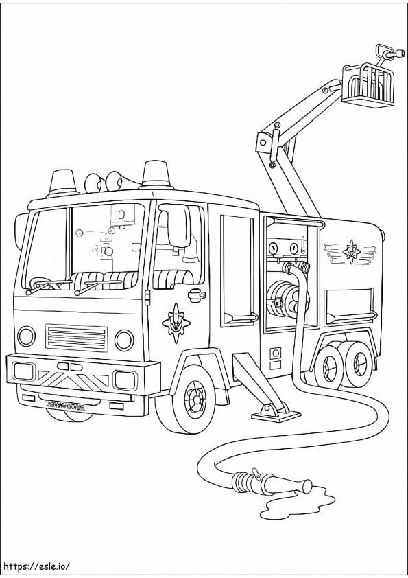 Caminhão de bombeiros em Bombeiro Sam para colorir