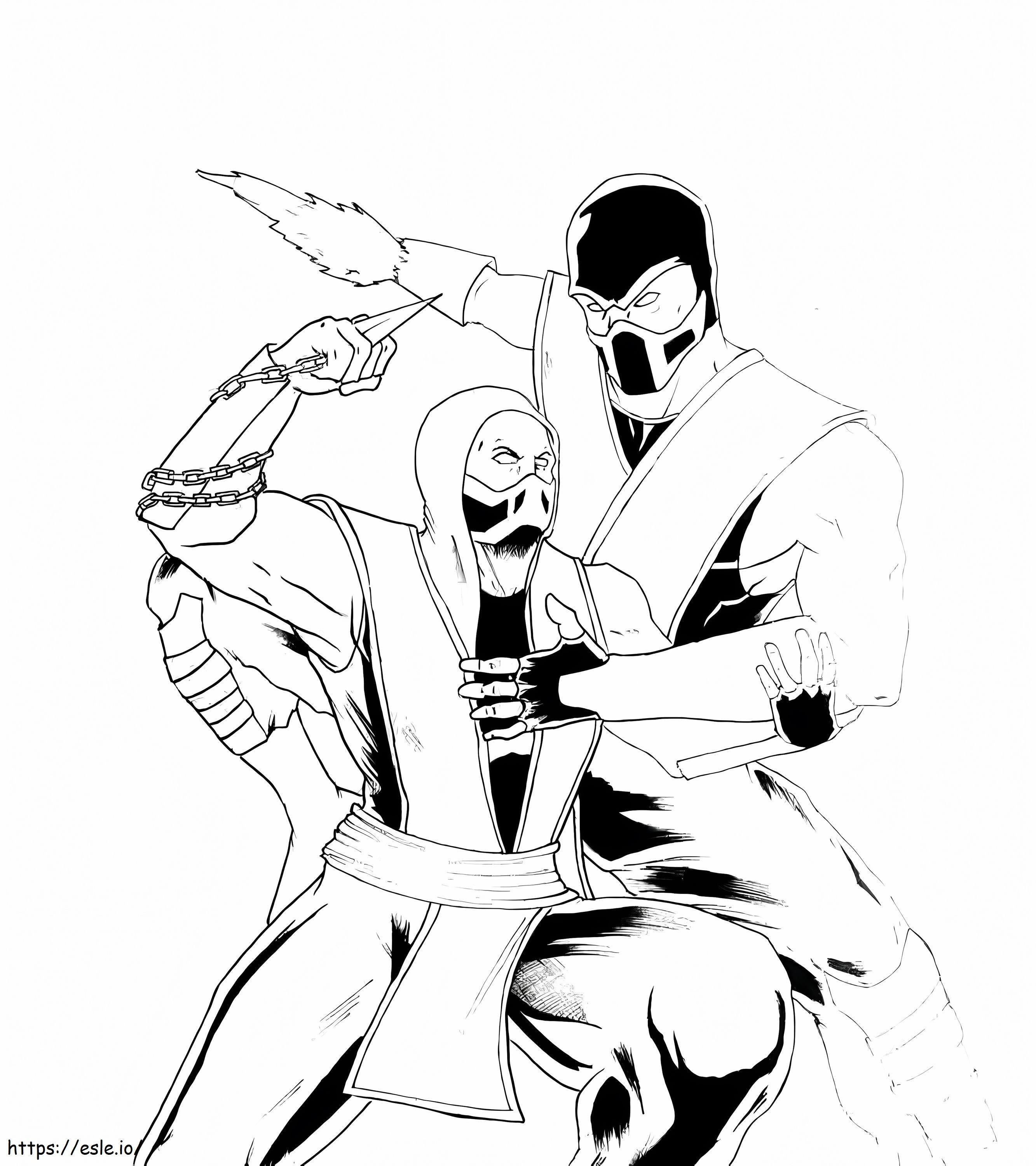Sub Zero And Scorpion MK coloring page