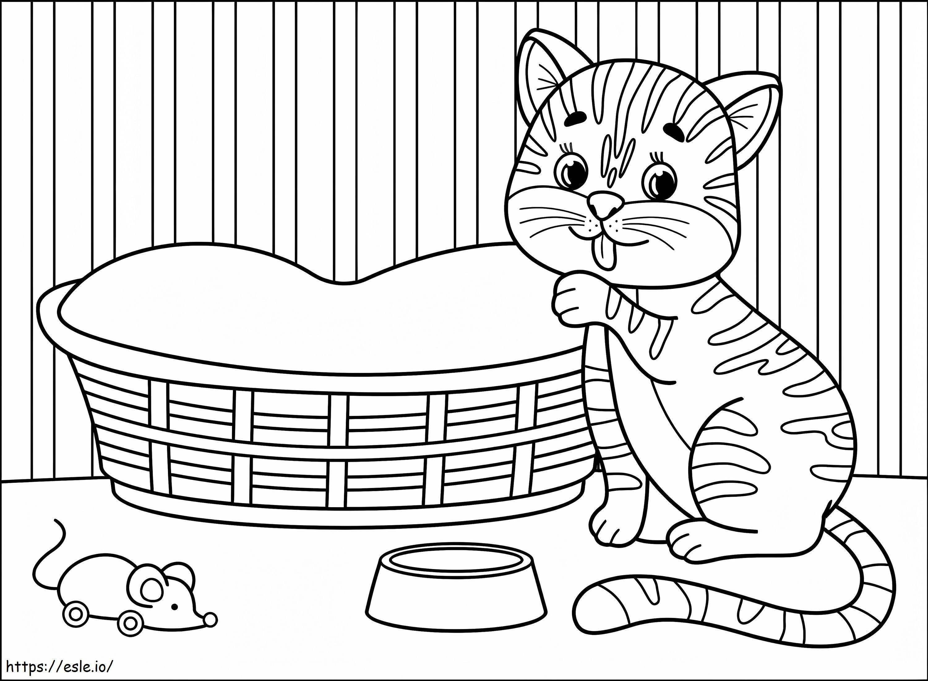 Gato de desenho animado para impressão para colorir