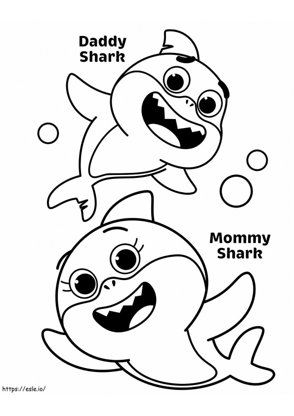 Coloriage Papa requin et maman requin à imprimer dessin