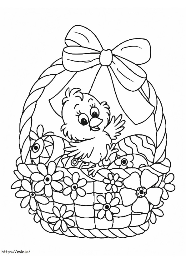 Easter Chick In Basket coloring page