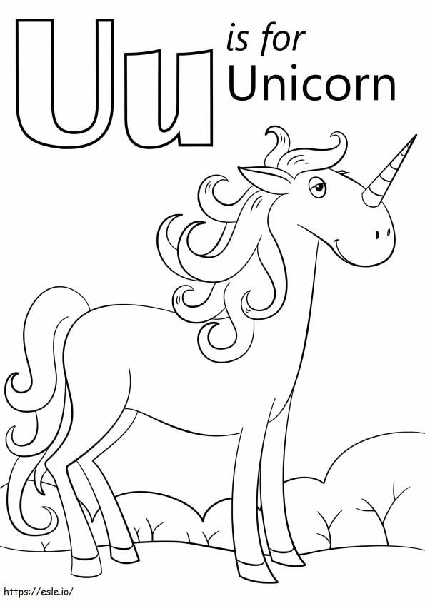 Unicorn Letter U coloring page