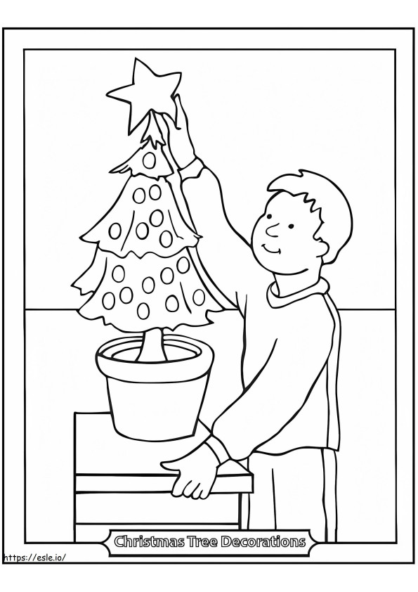 Noel Ağacını Süsleyen Çocuk boyama