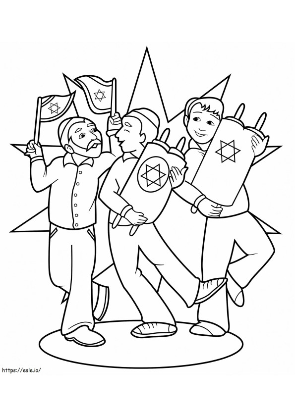 Coloriage Célébration de Sim'hat Torah à imprimer dessin
