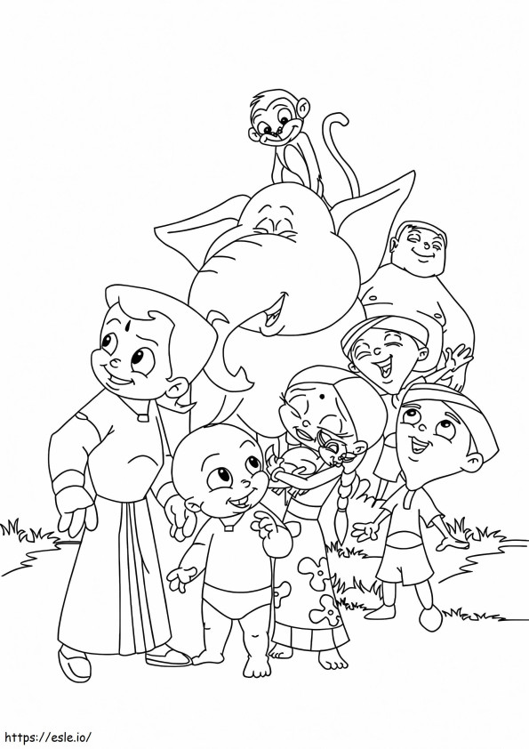Chhota Bheem Characters coloring page