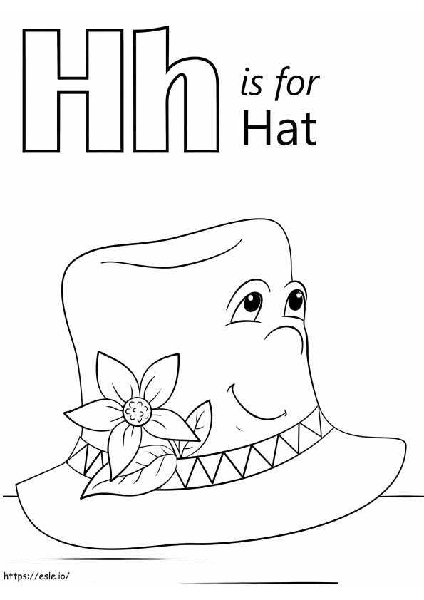 Hattu kirjain H värityskuva