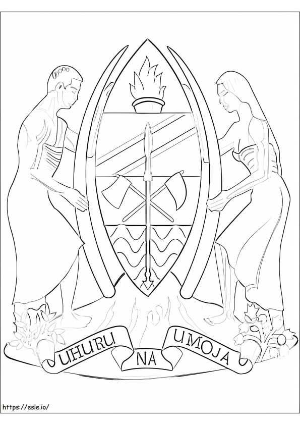 Escudo De Armas De Tanzanía para colorear