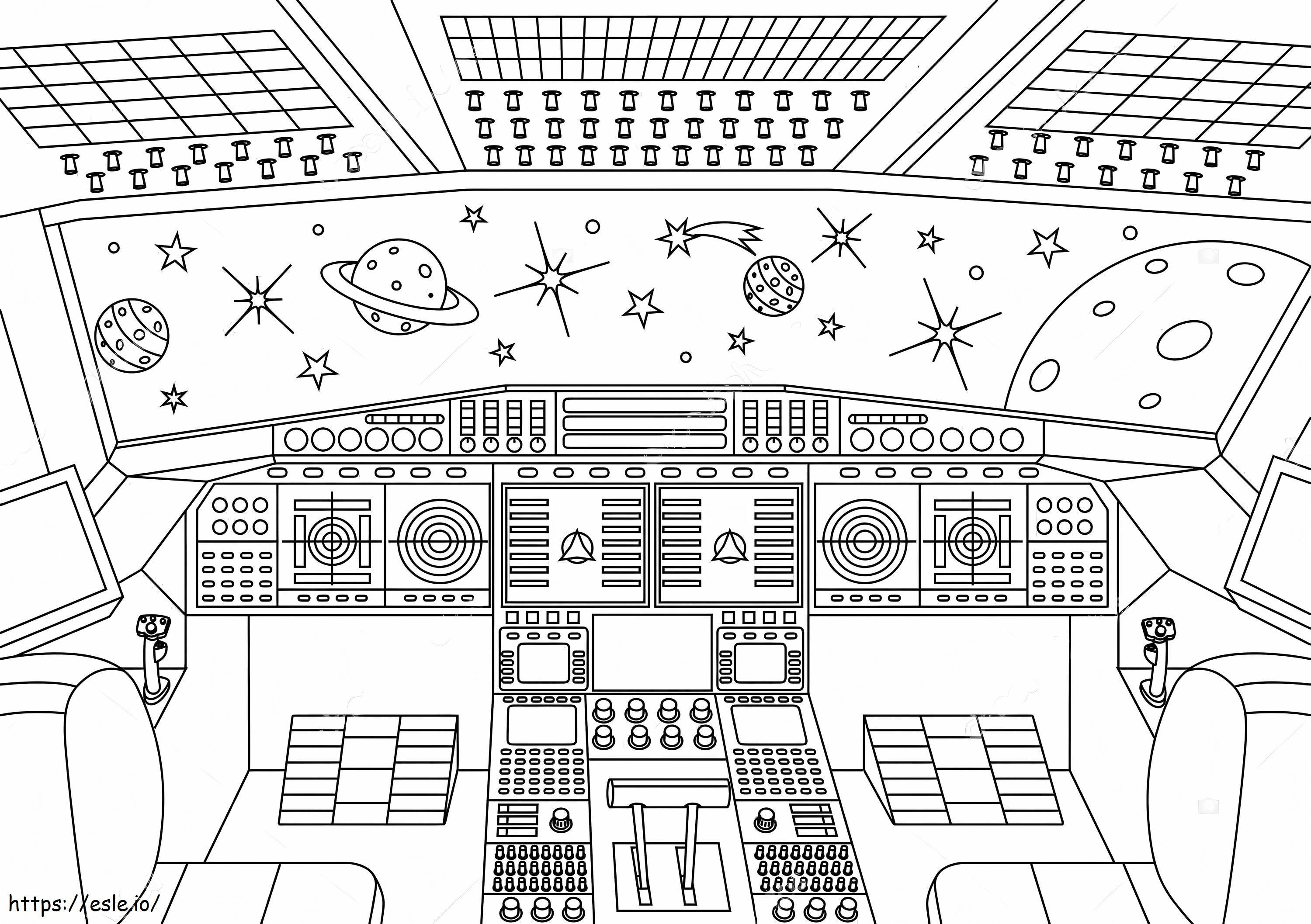 Coloriage Vue de l'univers intérieur du vaisseau spatial à imprimer dessin