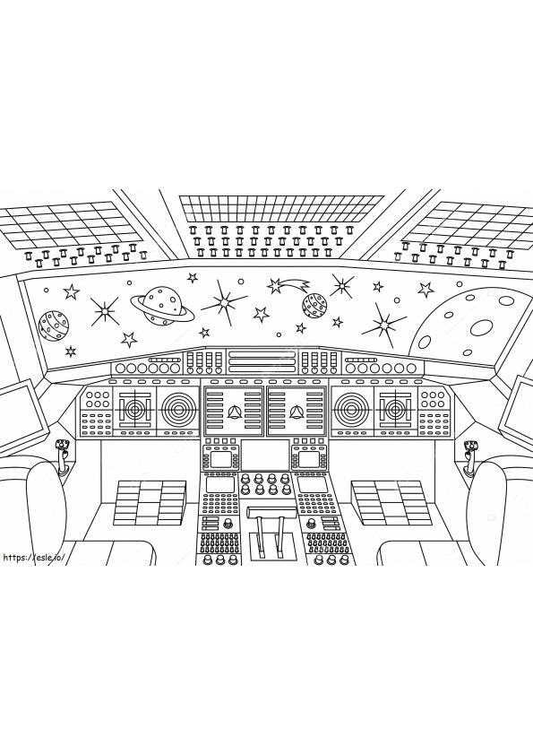 View Of The Interior Universe Of The Spaceship coloring page
